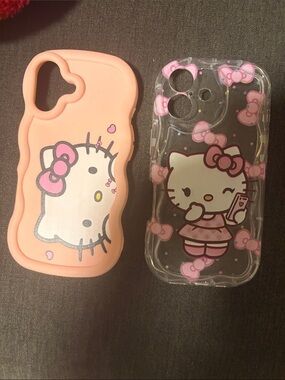 Hello Kitty Pink Silicone & Clear Phone Case Bundle